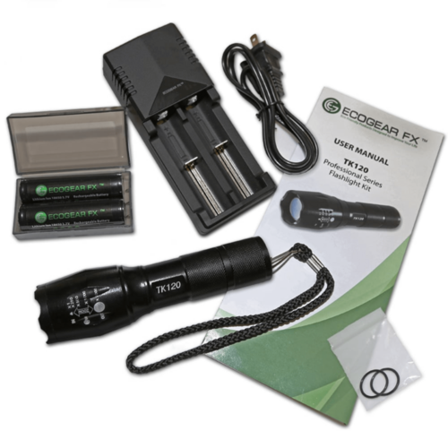 EcoGear FX TK120 Professional LED Flashlight Kit with Batteries and