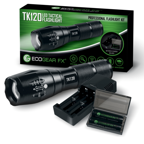 EcoGear FX TK120 Professional LED Flashlight Kit with Batteries and