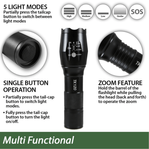 EcoGear FX TK120 Professional LED Flashlight Kit with Batteries and